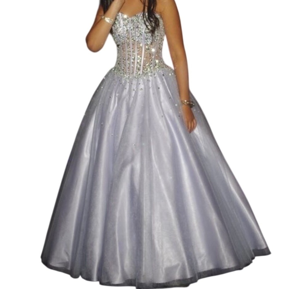 Jovani JR Ball Gown Lilac Beaded Corset Tulle Skirt Halter Neck Special Occasion